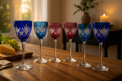 Saint Louis – Ensemble de 6 verres Roemer en cristal de couleur – Modèle Chantilly