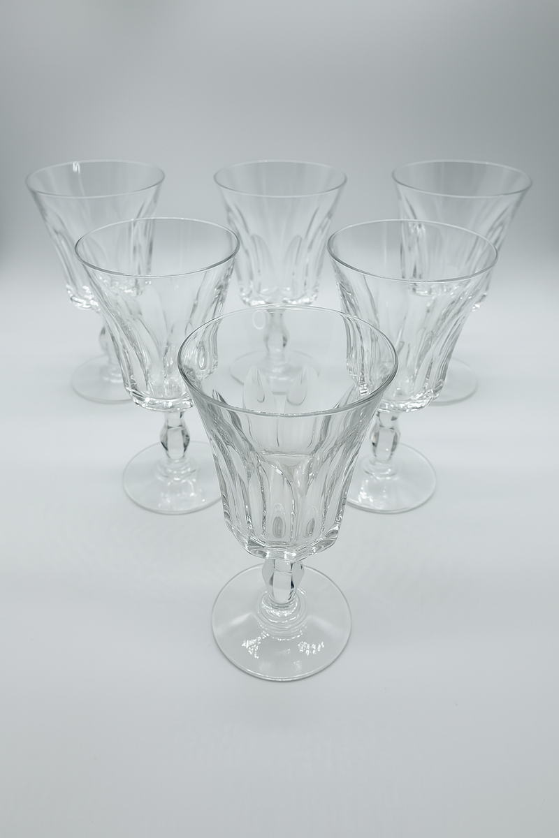 Service de 6 verres à vin Baccarat – Modèle Polignac – Cristal royal – Signés – vers 1957