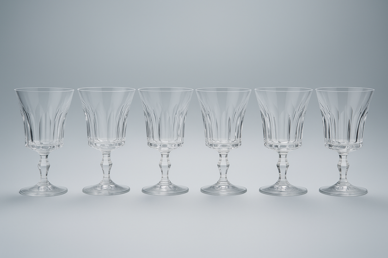 Service de 6 verres à vin Baccarat – Modèle Polignac – Cristal royal – Signés – vers 1957
