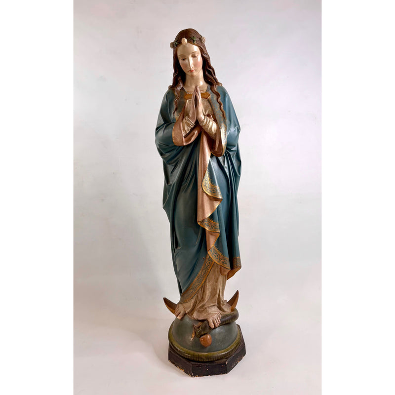 Grande Vierge Immaculée Conception – Mayer & Cie, Munich – Institut Royal de l’Art Chrétien – Signée J.N. Roth – Vers 1885 – 138 cm