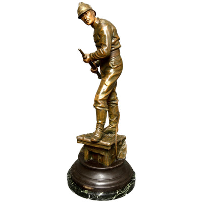 Grande statue de Pompier par Henry Weiss fin 19eme