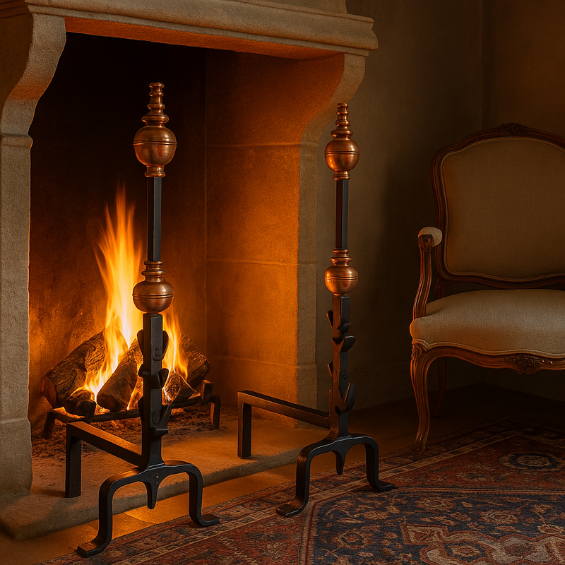 Grands Chenets Monogrammés – Château de Bourgogne, XVIIIᵉ Siècle