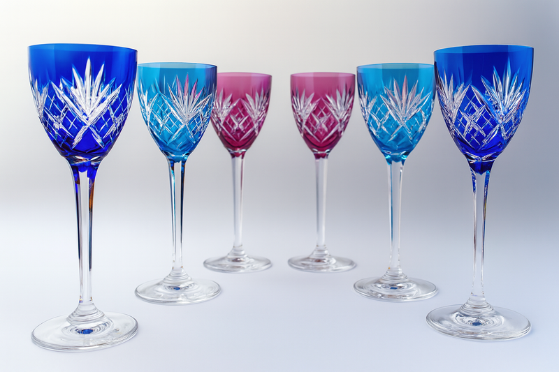 Saint Louis – Ensemble de 6 verres Roemer en cristal de couleur – Modèle Chantilly