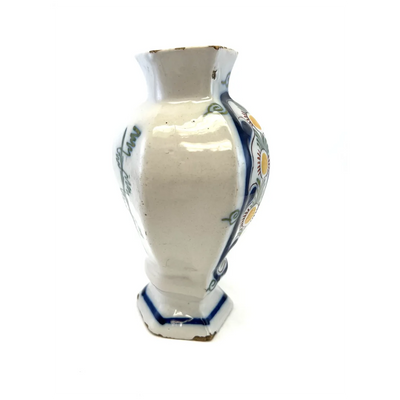 Pot couvert vase potiche faïence Delft oiseau perroquet fleurs XIXè siècle