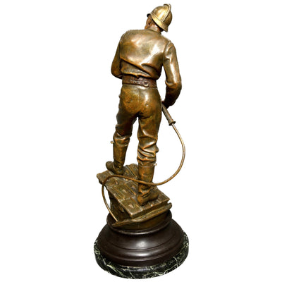Grande statue de Pompier par Henry Weiss fin 19eme
