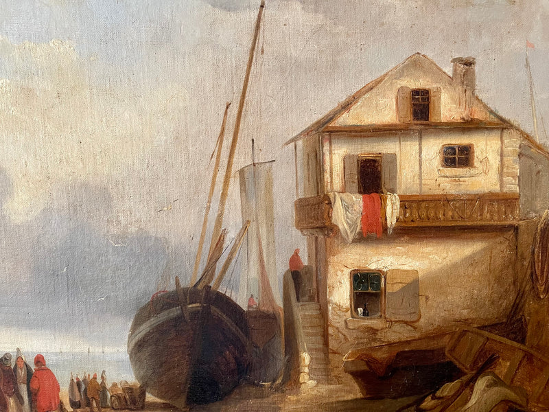 Tableau peinture huile Retour de pêche en Bretagne par Henri Jonas