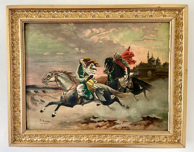 Tableau huile sur toile  l'enlèvement du harem par Boissery d'Engaliere