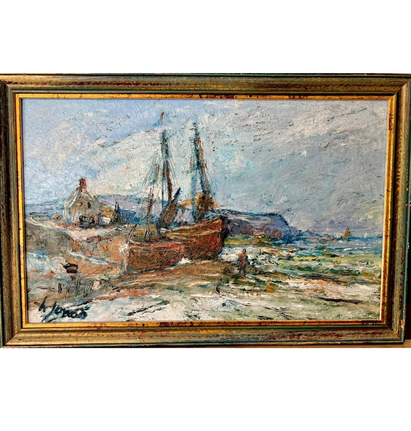 Henri Jonas, Bateau de Pêche Breton, années 2000, Huile sur Panneau, Encadré