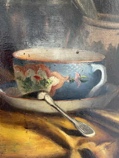 Tableau peinture sur huile l'heure du thé par Henry Ducloux