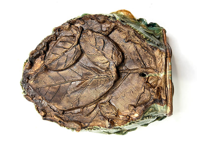 Jardinière Murale en Barbotine – Feuille, Oiseau & Scarabée – France, Fin XIXᵉ