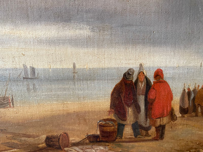 Tableau peinture huile Retour de pêche en Bretagne par Henri Jonas