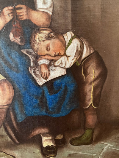 Tableau peinture huile Couple paysan tyrolien d'après Franz Von Defregger