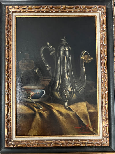 Tableau peinture sur huile l'heure du thé par Henry Ducloux