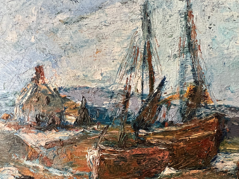 Henri Jonas, Bateau de Pêche Breton, années 2000, Huile sur Panneau, Encadré