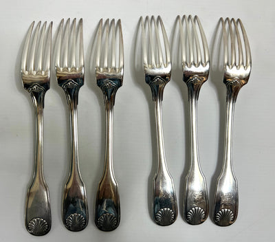 6 Fourchettes Christofle – Modèle Spatours à Coquille – Métal Argenté – Art de la Table Français