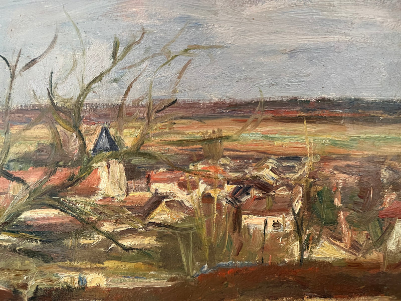 Paul Thomsen, Paysage et Village de Seine et Marne, 1928, Huile sur Toile, Encadrée
