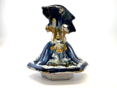 Pot couvert vase potiche faïence Delft oiseau perroquet fleurs XIXè siècle