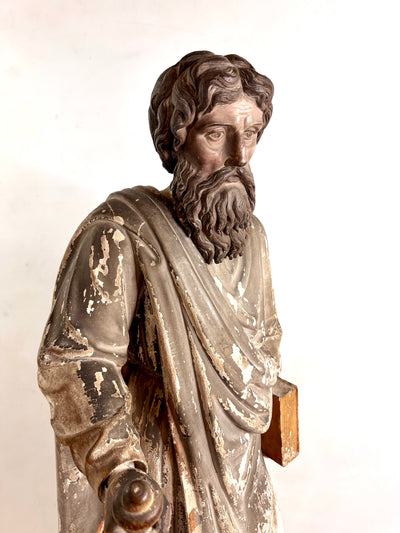 Grande statue de l’Apôtre Saint Paul – chêne massif sculpté fin XVIIIe, hauteur 137 cm