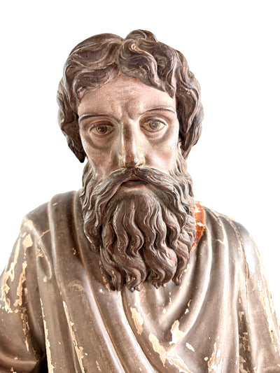 Grande statue de l’Apôtre Saint Paul – chêne massif sculpté fin XVIIIe, hauteur 137 cm