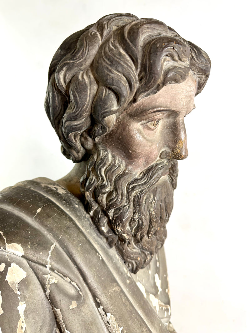 Grande statue de l’Apôtre Saint Paul – chêne massif sculpté fin XVIIIe, hauteur 137 cm