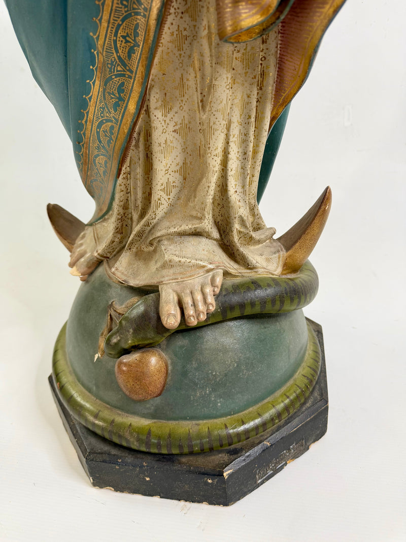 Grande Vierge Immaculée Conception – Mayer & Cie, Munich – Institut Royal de l’Art Chrétien – Signée J.N. Roth – Vers 1885 – 138 cm