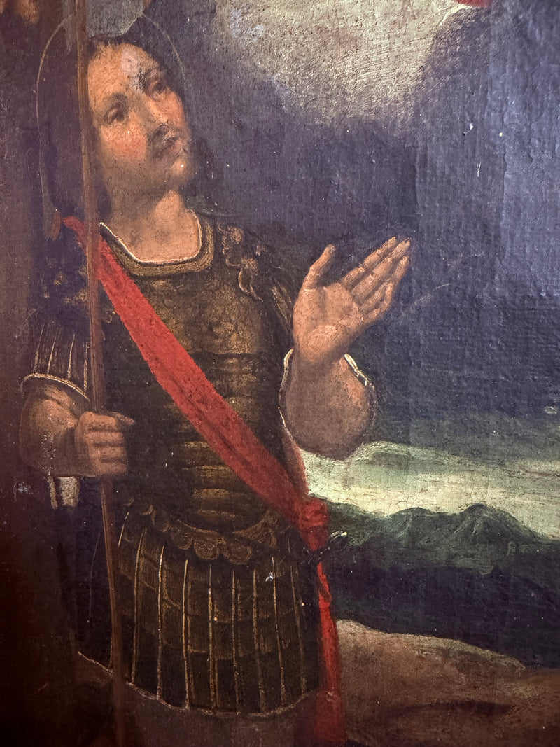 La Vision de Saint Georges devant la Vierge à l’Enfant, école Italienne, fin du XVIe