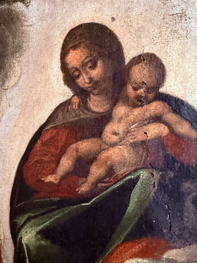 La Vision de Saint Georges devant la Vierge à l’Enfant, école Italienne, fin du XVIe