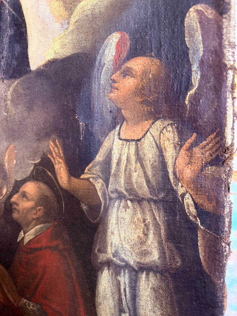 La Vision de Saint Georges devant la Vierge à l’Enfant, école Italienne, fin du XVIe