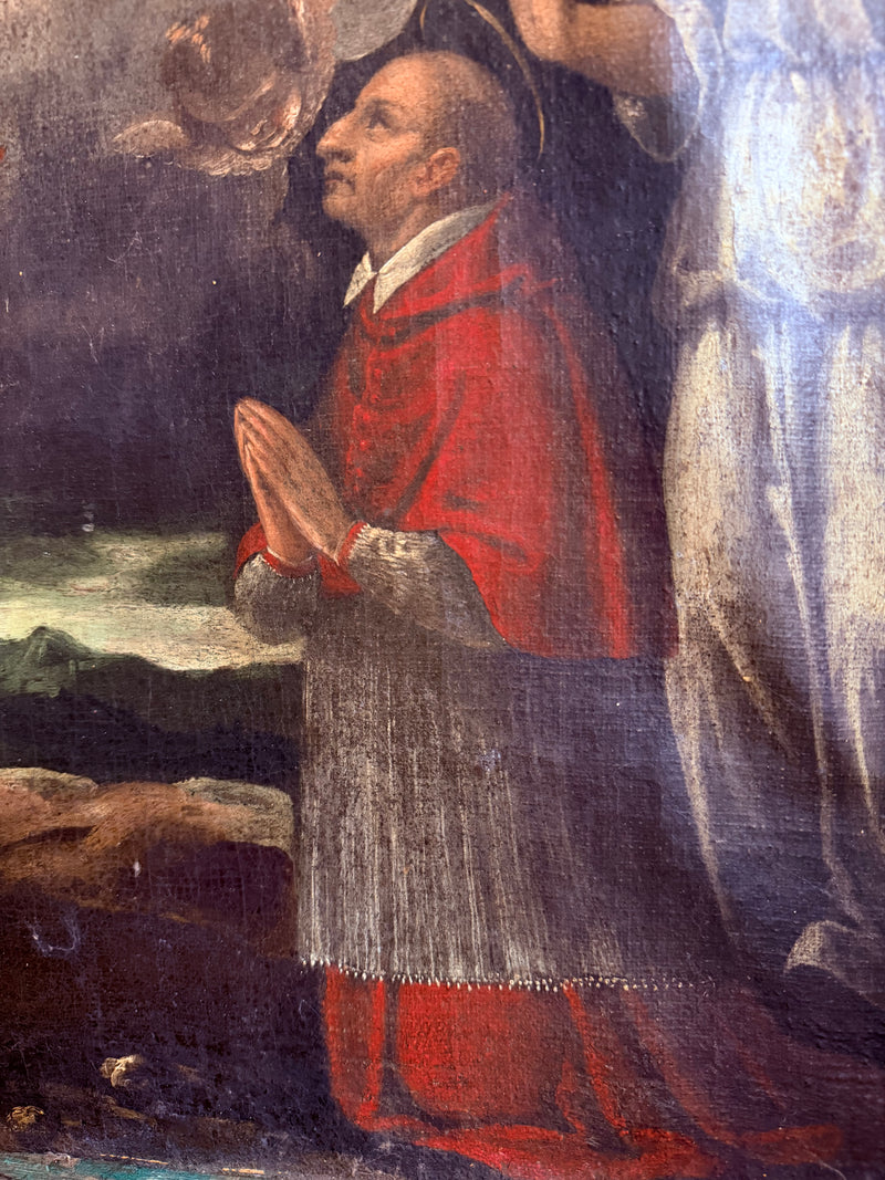 La Vision de Saint Georges devant la Vierge à l’Enfant, école Italienne, fin du XVIe