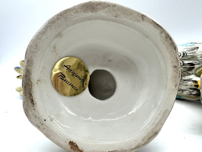Paire de Coqs en Faïence Polychrome – Manufacture de Bassano – XXe siècle
