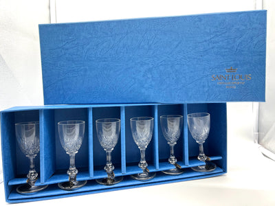 Coffret n°6 – 6 verres à liqueur en cristal de Saint Louis – Collection Massenet – État neuf avec étiquettes et coffret d'origine