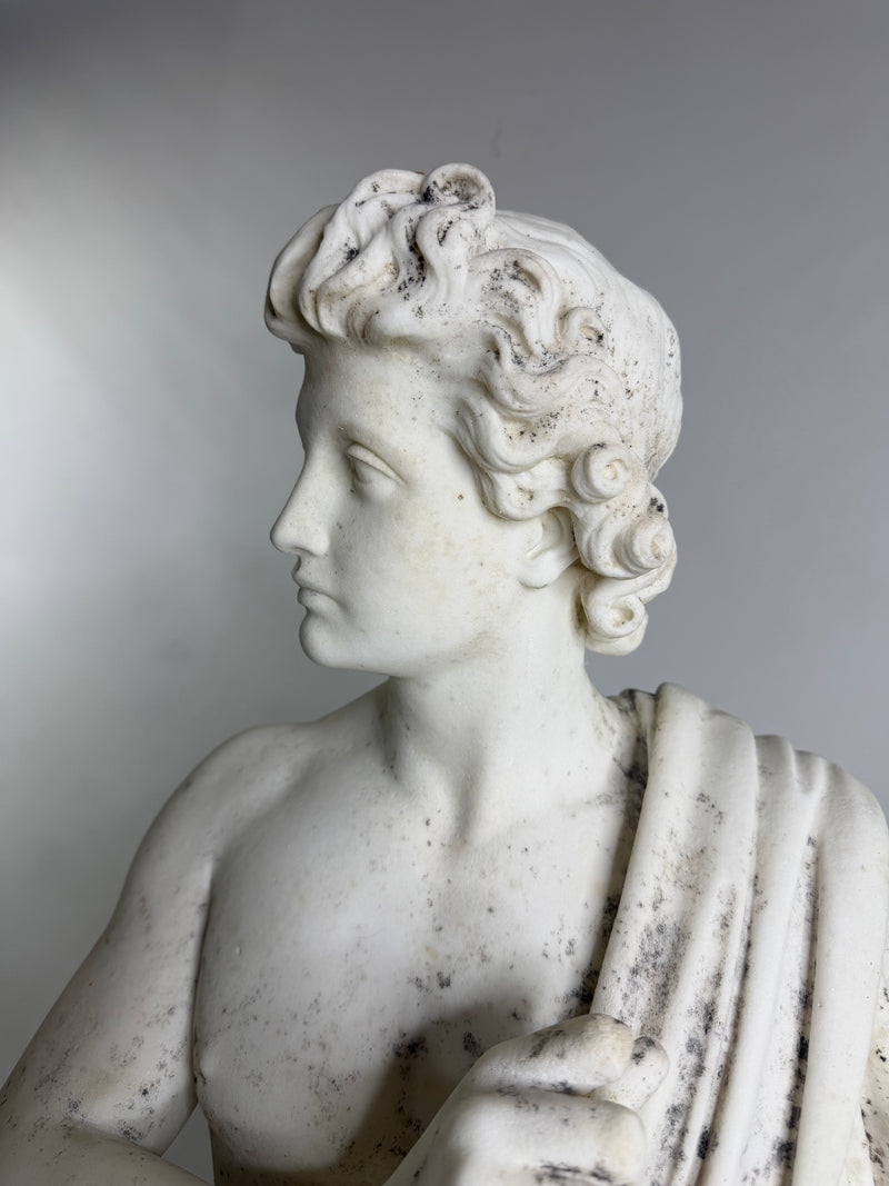 Statue Monumentale en Marbre de Carrare Abdiel Franklin B. Simmons, Rome 1872  Chef-d’Œuvre Américain