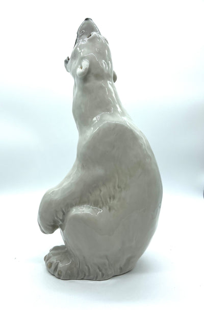 Grande statue Ours polaire en porcelaine de C. F. Liisberg pour Royal Copenhagen, 1970