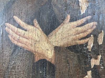 Tableau huile sur panneau Saint Bernard 17eme