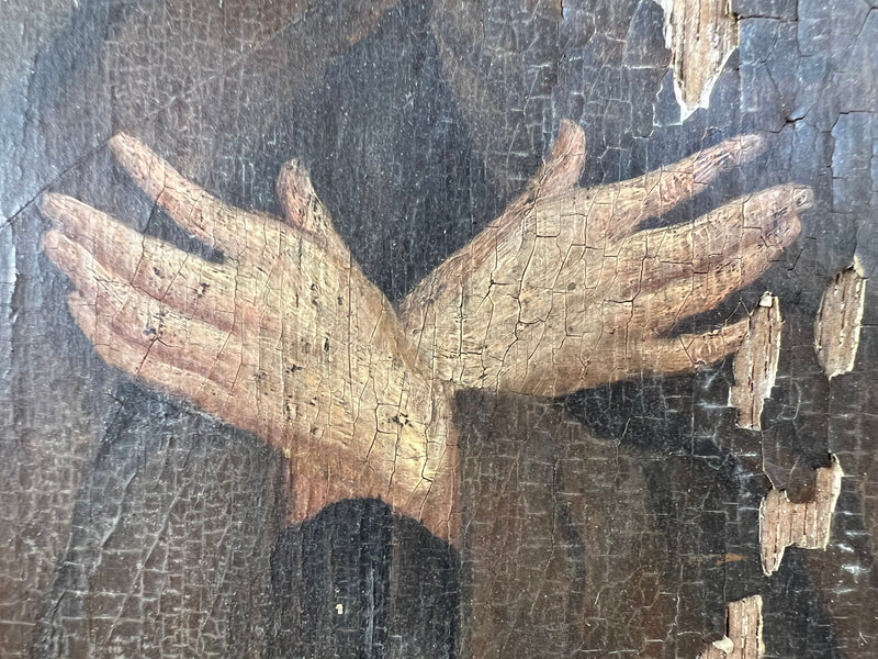 Tableau huile sur panneau Saint Bernard 17eme