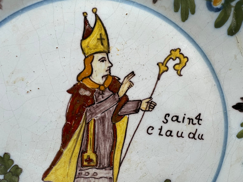 Assiette Nevers faience patronymique Saint Claude 1766 Claude Laurent