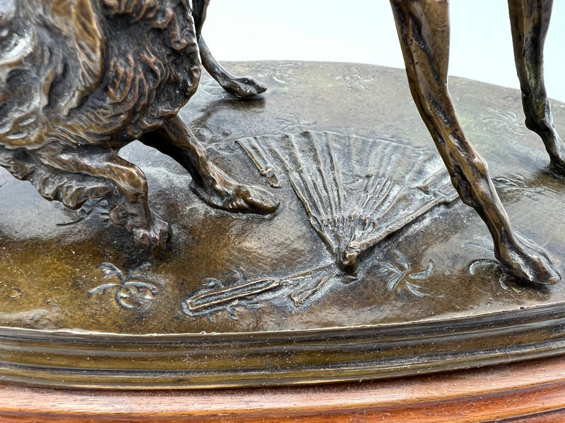 Statue bronze animalier chien Lévrier et King Charles à l&