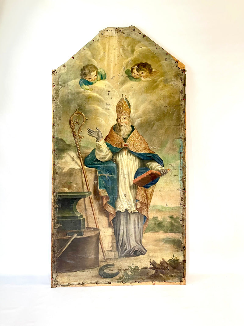 Saint Éloi, 1790 – Grand Tableau Religieux Français – Huile sur Toile – Provenance Abbaye de Bonnefontaine