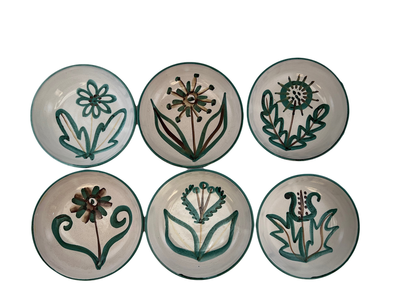 Ensemble de 6 assiettes creuses ou bols Robert Picault décor fleurs