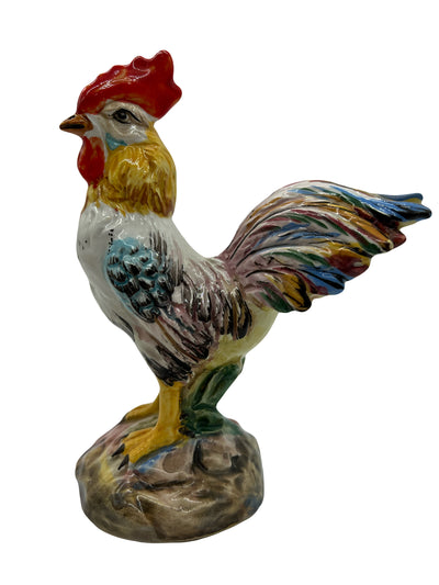 Paire de Coqs en Faïence Polychrome – Manufacture de Bassano – XXe siècle