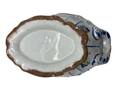 Soupière ancienne en faïence française décor floral XIXe, avec couvercle