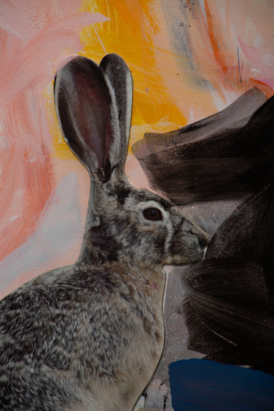 Grand tableau de Delphine Perlstein – Composition au lapin