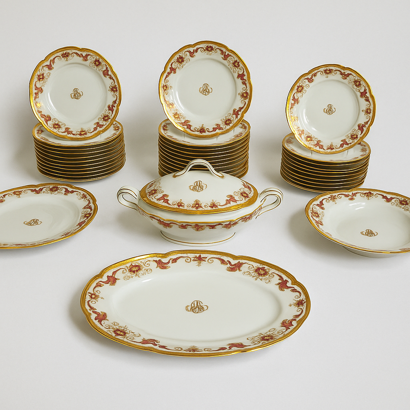 Service de Table Haviland Limoges – 39 Pièces – Porcelaine à Incrustation Or