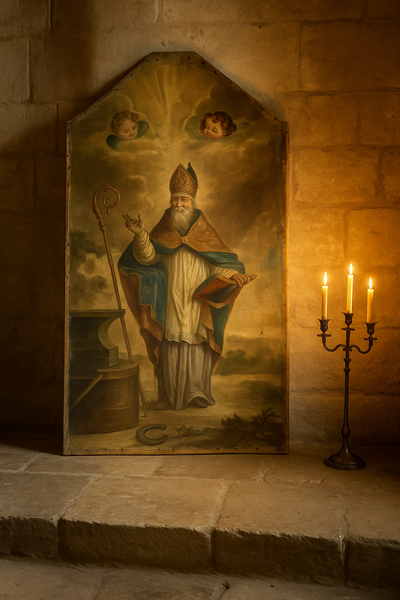 Saint Éloi, 1790 – Grand Tableau Religieux Français – Huile sur Toile – Provenance Abbaye de Bonnefontaine