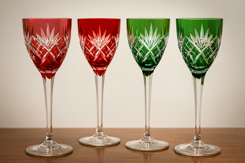 Saint Louis – Ensemble de 4 verres Roemer en cristal de couleur – Modèle Chantilly