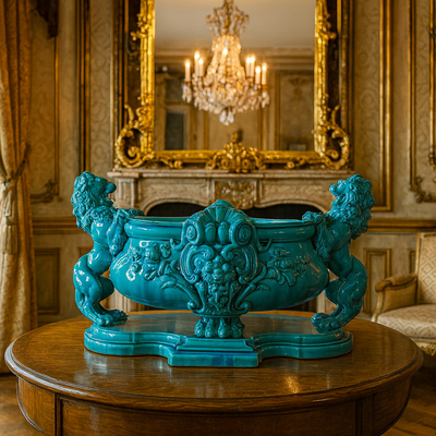 Grand centre de table en faïence de Jules Vieillard à Bordeaux, XIXᵉ siècle