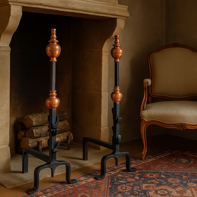 Grands Chenets Monogrammés – Château de Bourgogne, XVIIIᵉ Siècle