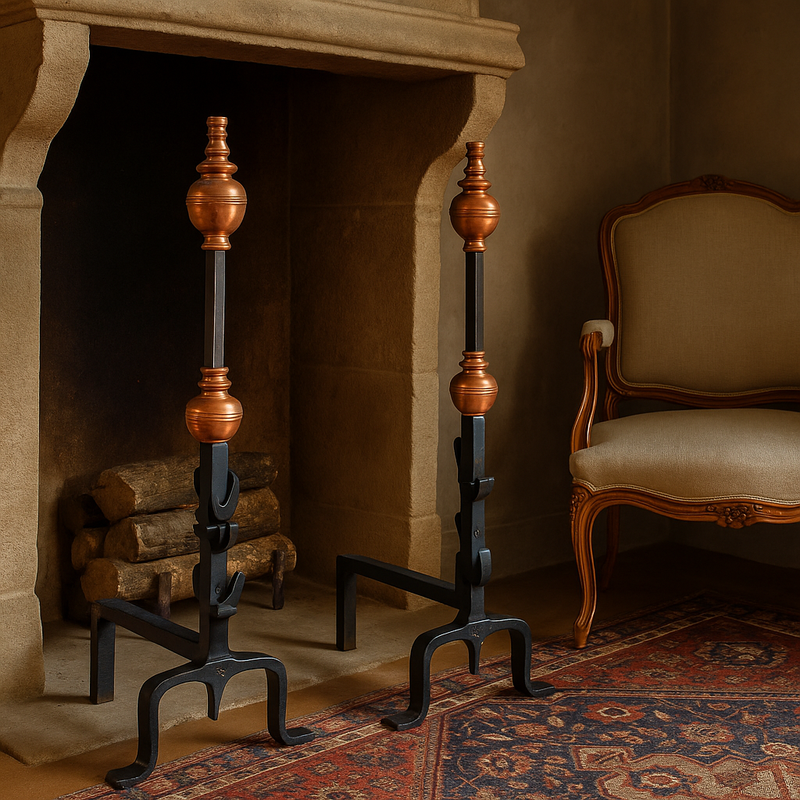 Grands Chenets Monogrammés – Château de Bourgogne, XVIIIᵉ Siècle