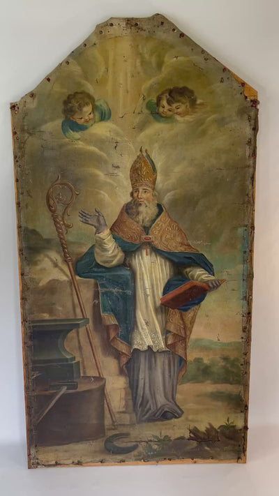 Saint Éloi, 1790 – Grand Tableau Religieux Français – Huile sur Toile – Provenance Abbaye de Bonnefontaine