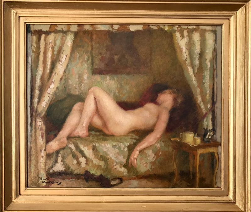 Tableau Femme Nue allanguie par Henri Montassier 1910 impressioniste